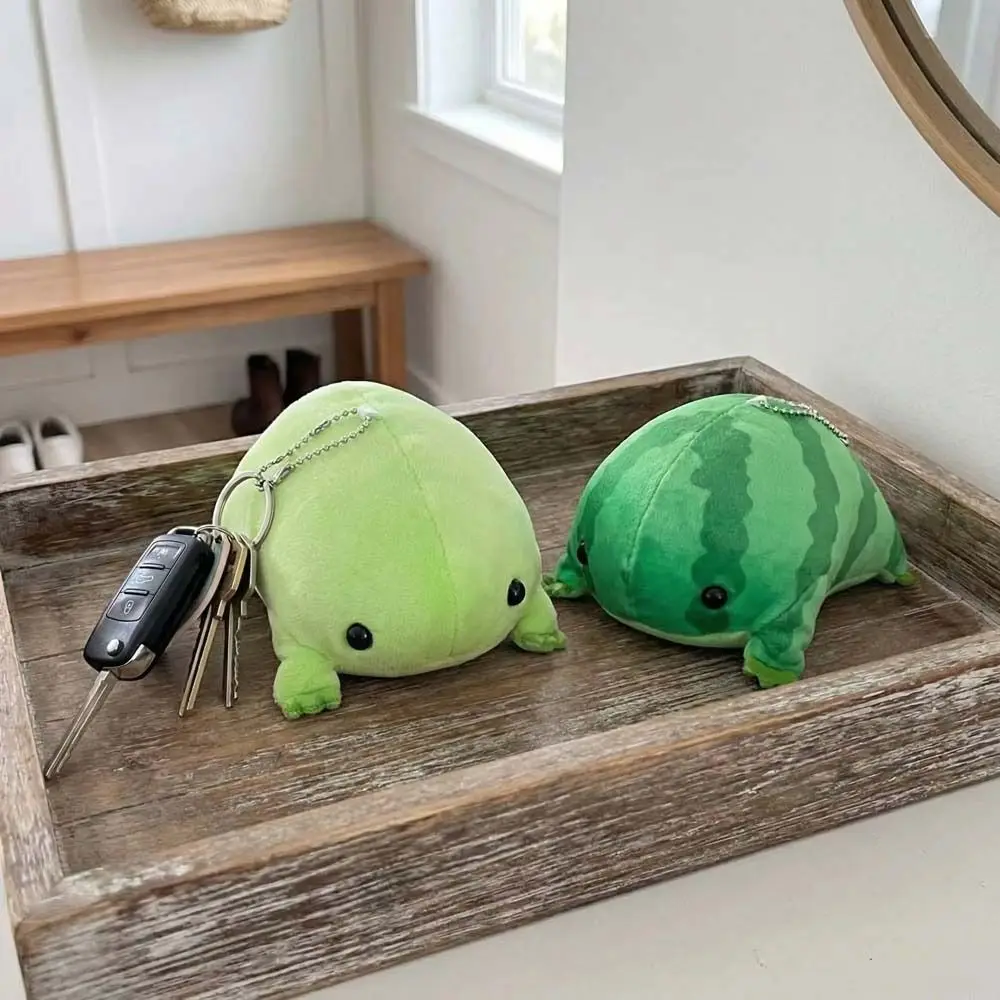 Cartoon Style Green Frog PP Cotton Green Color Frog Keychain Soft Material Fluffy Texture Stuffed Animal Birthday Gifts view 4