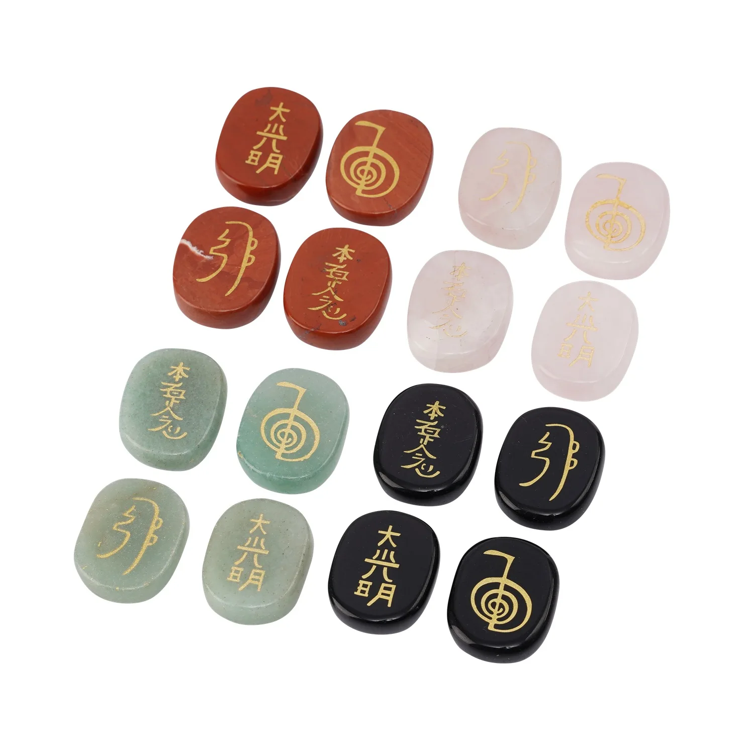 4 sztuk naturalne Chakra Rose Quartz lazuryt awenturyn grawerowane krysztaĆowe uzdrawianie Reiki Balance Usui symbole
