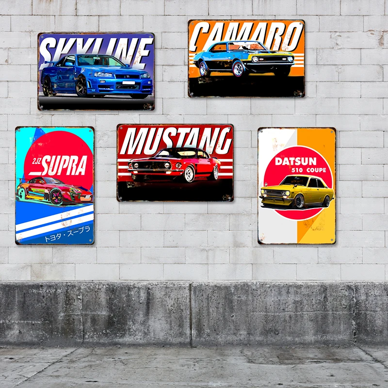 Vintage Colorful Car Tin Sign Metal Plaque Iron Poster Racing Plates Picture Retro Garage Home Club Wall Decorative Aesthetics