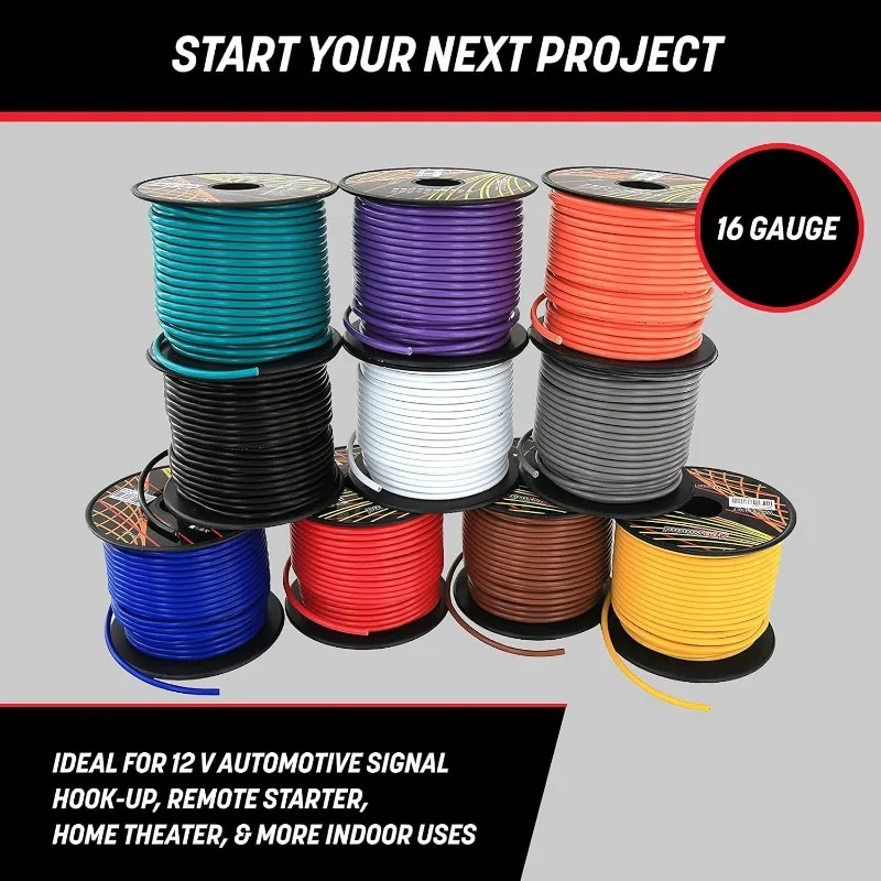

16 Gauge Stranded Copper Clad Aluminum Zip Cord Wire for 12 Volt Automotive Harness Car Audio Hookup Amplifier LED Ligh