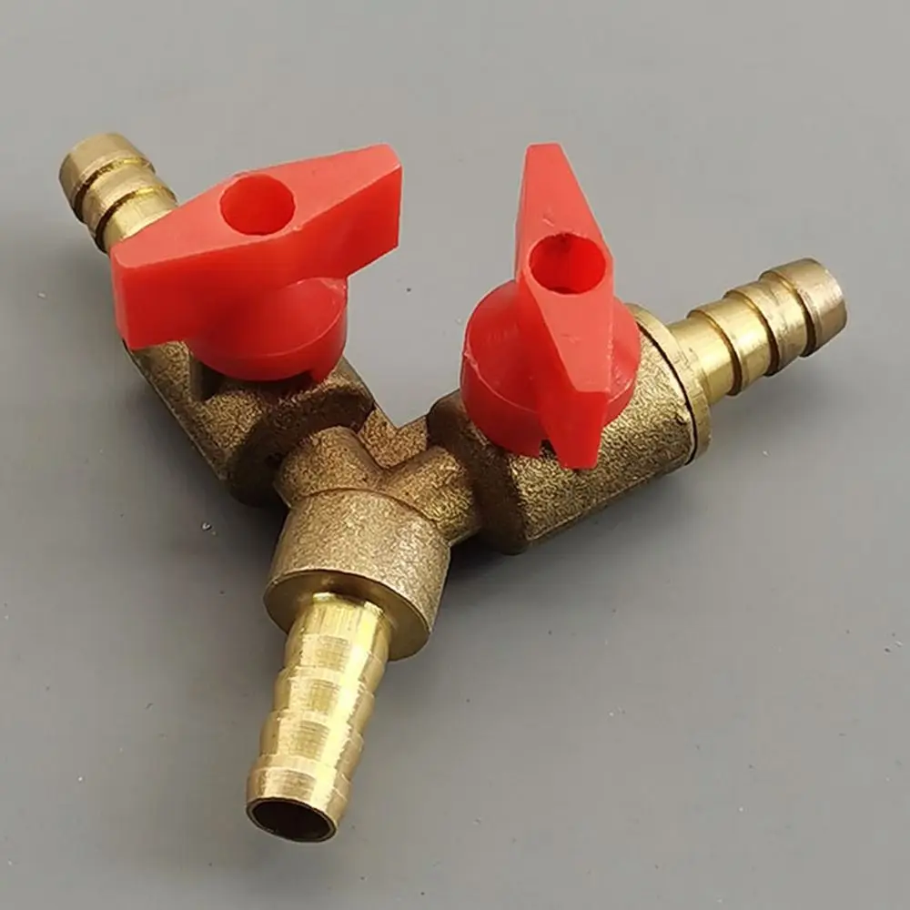 8mm/10mm/12mm Y Type Hose Barb Three 3 Way Brass Shut Off Ball Valve Pipe Fitting Connector Adapter For Fuel Gas Water Oil Air