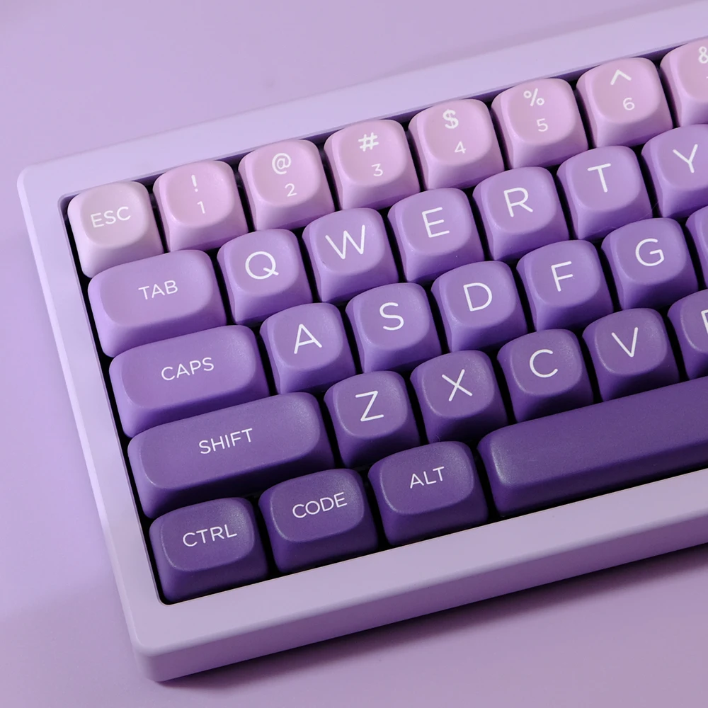 Gradiente Keycaps Grupo Pbt Sublimação Dye Perfil Moa Keychron q2 Anne Gh60 Gk64 Poker 75 Set Roxo