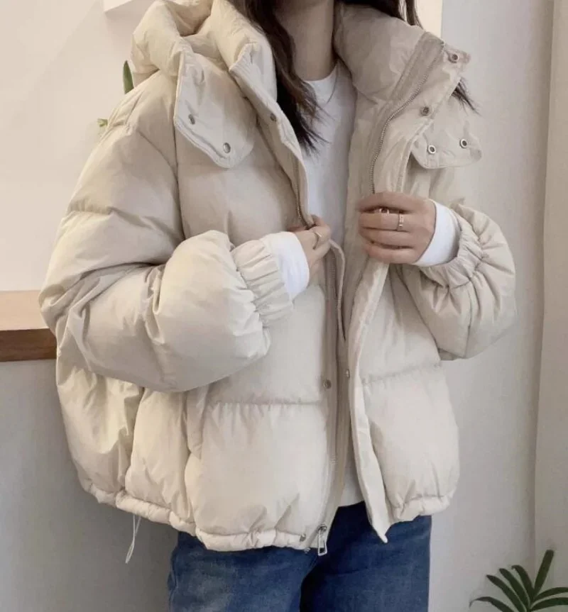 2025 New Winter Jacket Women Puffer Warm Parkas Female Long Sleeve Casual Cotton Padded Jacket Hooded Snow Wear Coat Outwear