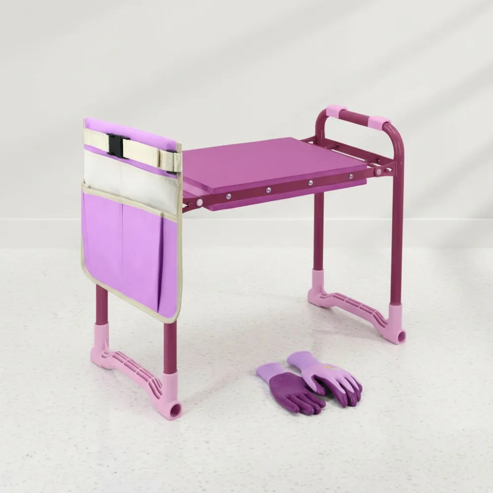 

Garden Kneeler Stool with Steel Frame, EVA Foam Pad & Tool Pouch - Comfortable Gardening Seat for Men Women