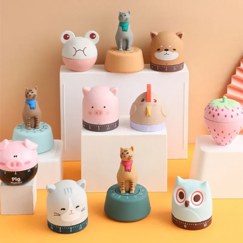 Cartoon Timer Animal Vegetable Shape Home Cooking Baking Countdown Clock Digital Reminder Mechanical Kitchen Tools 55 Minutes