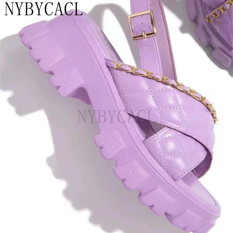 

Fashion 2022 New Chain Summer Women's Sandals Peep-Toe Shoes Woman Buckle Platfroms Casual for Women Sandals Large Size 35~43