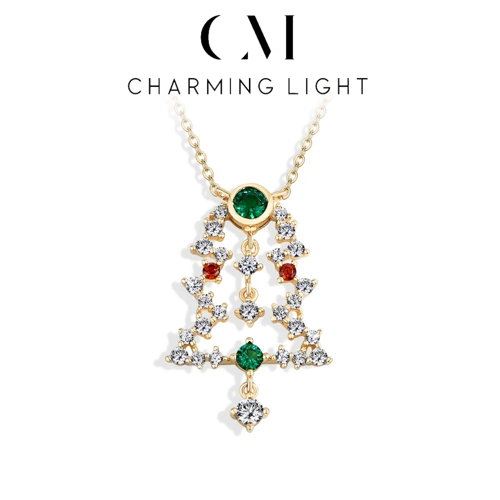 

CHARMING Holiday Present 925 Sterling Silver Lab 5A Cubic Zircon Pendant Necklaces Christmas Jewelry 45+5cm Shining Fine Gifts