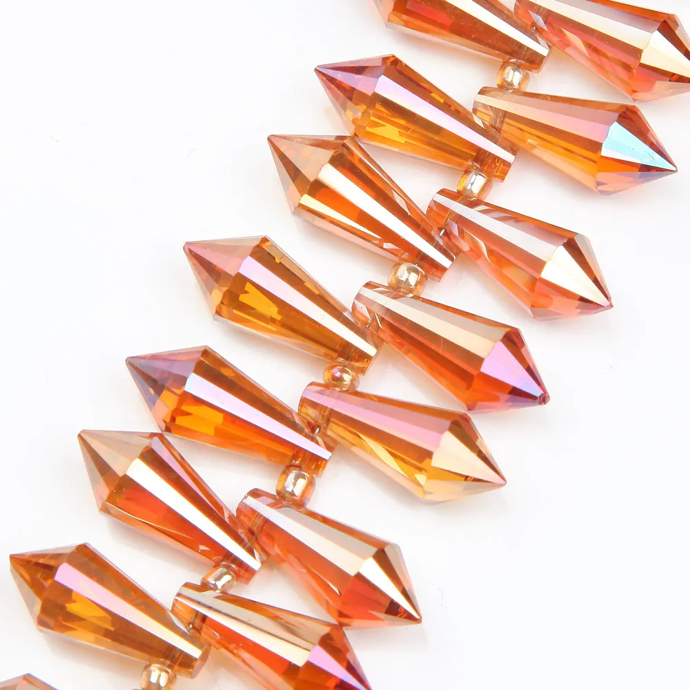 20PCS 8*20mm Long Cone Necklace Pendant Waterdrop Austrian Crystal Glass Beads Charms Jewelry Making Bracelets DIY Accessories