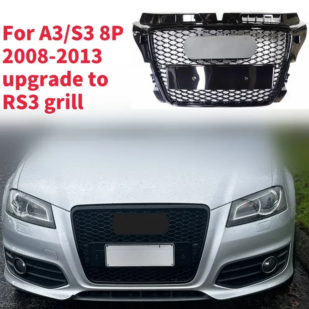 

Для RS3 Style Front Sport Hex Mesh Honeycomb Hood решетка для Audi A3/S3 8P 2009 2010 2011 2012 2013 Новинка