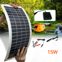 15W Flexible Solar Charger Kit 5V Dual USB 12V DC Solar Panel Outdoor Portable Emergency Solar Battery Panels for Phone Car RV