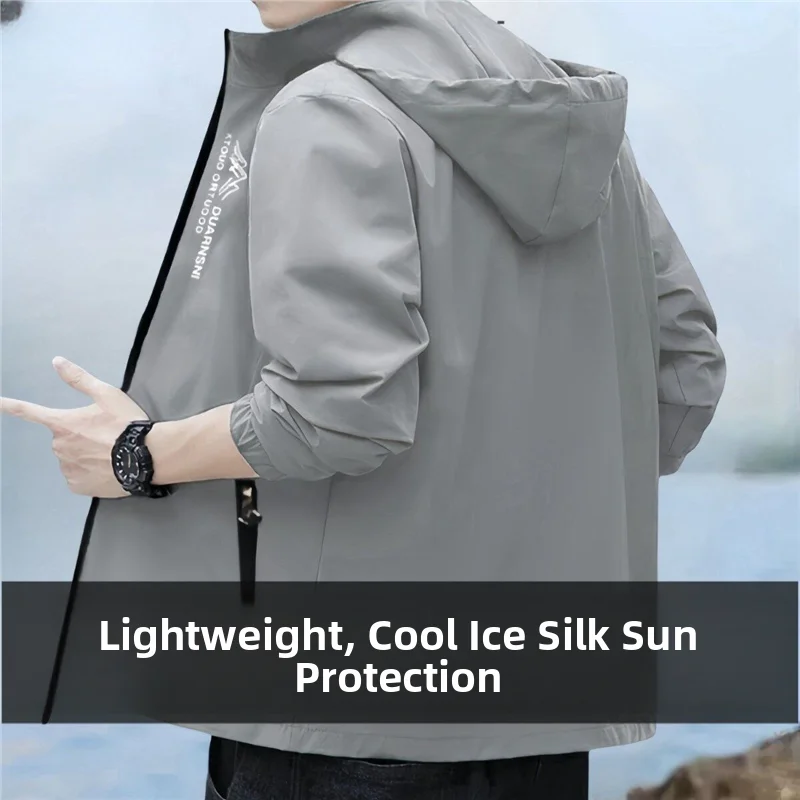 Lightweight Breathable Ice Silk Cool Feeling Summer Jacket New Style Sun Protection Quick Dry Outdoor Fashion Simple Men's Wear