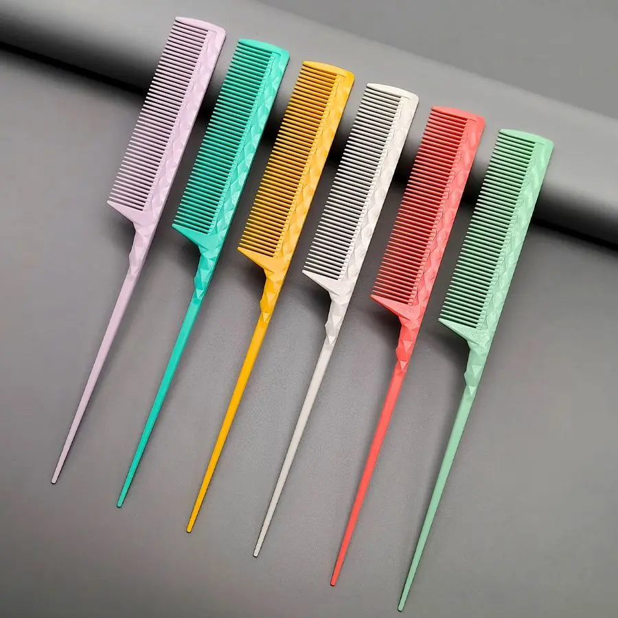 6 Colors Pointed-tail Comb Barbershop Hair Dyeing And Hair Picking Combs Hairsalon Hairdressing Tools Bridal Styling Hairbrush