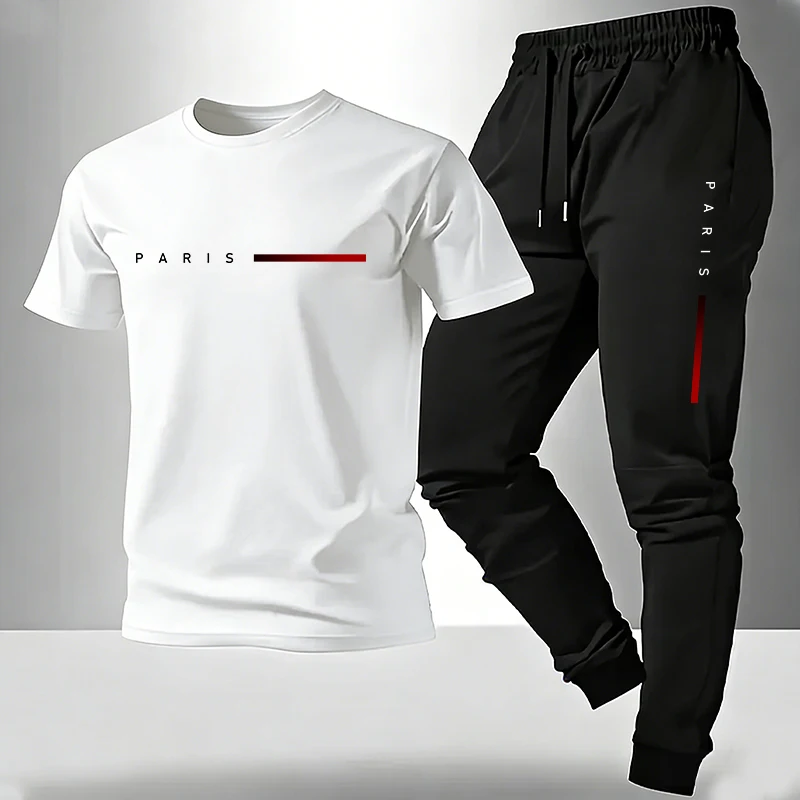 2026 Neu eingetroffen: Herren-Trainingsanzug – T-Shirt und Jogginghose für Frühling/Sommer – Lässiges Sport-Outfit mit Kurzarm für den Alltag – Modisches Herren-Set – Detail 3