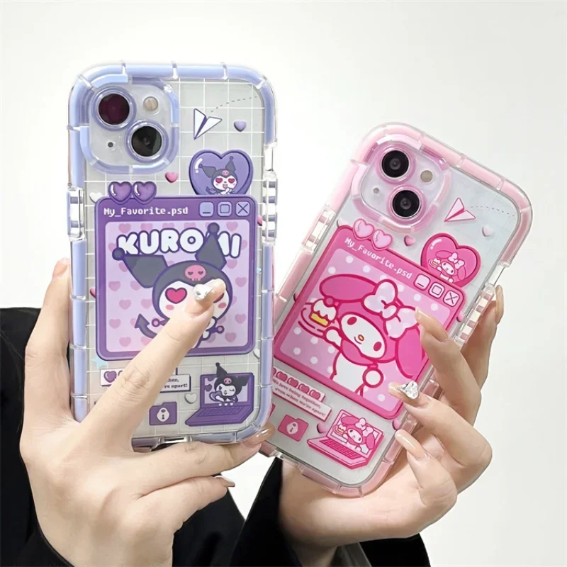 Sanrio Hello Kitty Kuromi custodia per telefono carina per IPhone 14 13 12 11 Pro Max XR XS Max custodia protettiva trasparente Anti-goccia