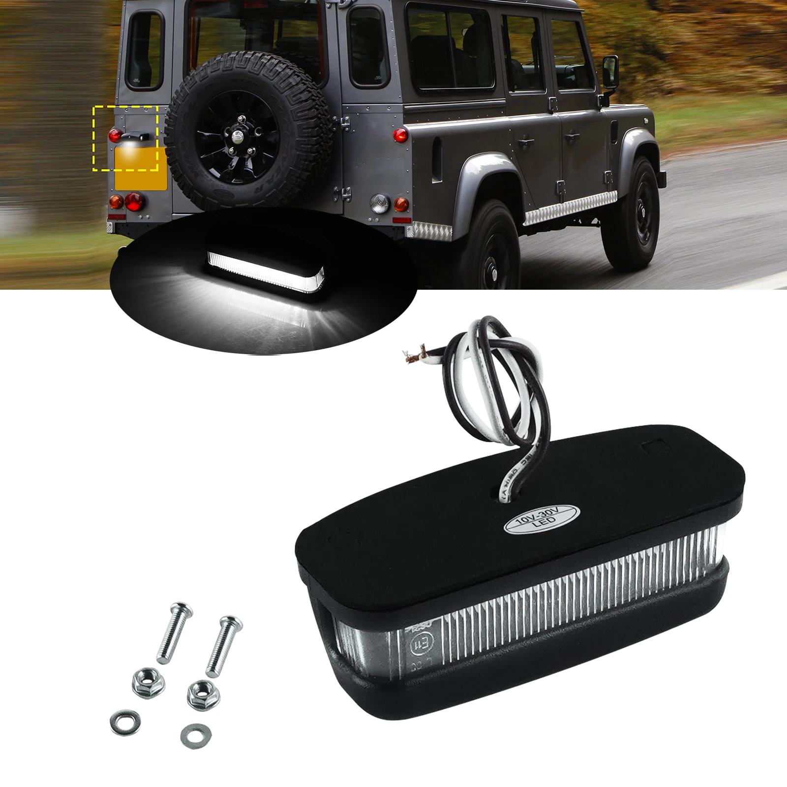 أبيض Canbus LED رقم الترخيص لوحة ضوء ، ومناسبة لاند روفر المدافع 90 110 130 88 109 XFC100550