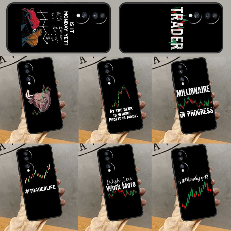 Day Trader Trader Trading Case For Honor 70 50 90 Lite X8a X9a X7a X6 X7 X8 X9 Magic 5 Pro 4 Lite 9X 8X Cover Coque