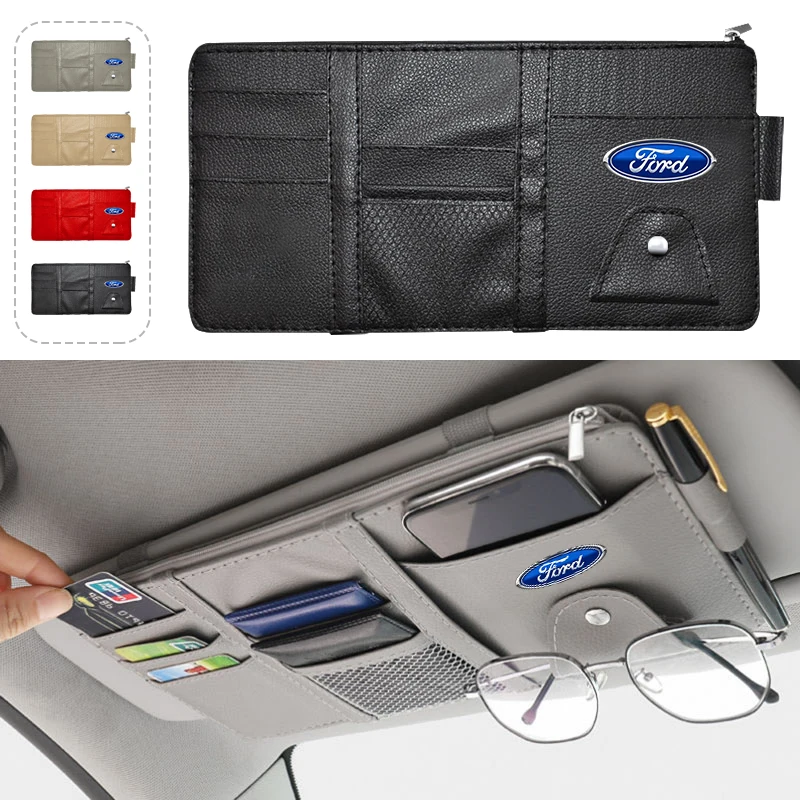 Car Sun Visor Point Type Multi-function Storage Bag Car Accessories For Ford Fiesta EcoSport Ranger Mondeo Mustang FOCUS 2 3 4