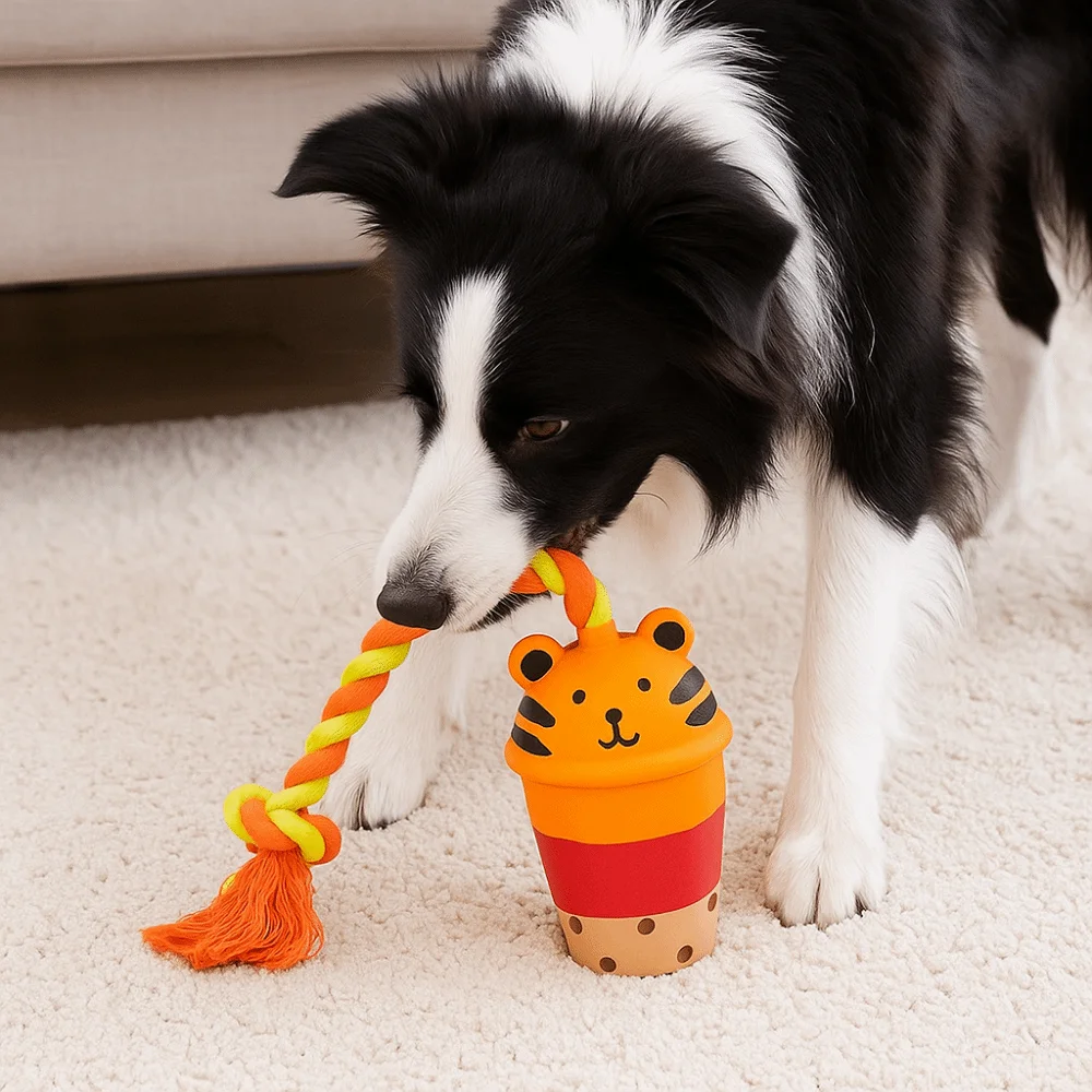 

Animal Milk Tea Shape Squeaky Latex Dog Toys Bite-resistant Wear-resistant Pet Squeeze Sound Toy Soft Creative