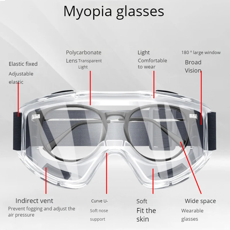 Anti Fog Safety Glasses Anti-splash Dust Sand Goggles Riding Skiing Sports Glasses Clear Adjustable