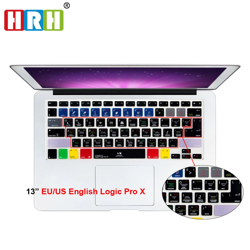 

HRH Logic Pro X Functional Shortcuts Hot key Silicone Keyboard Cover Keypad Skin for Mac book Air 13 Pro Retina 13 15 17 A1278