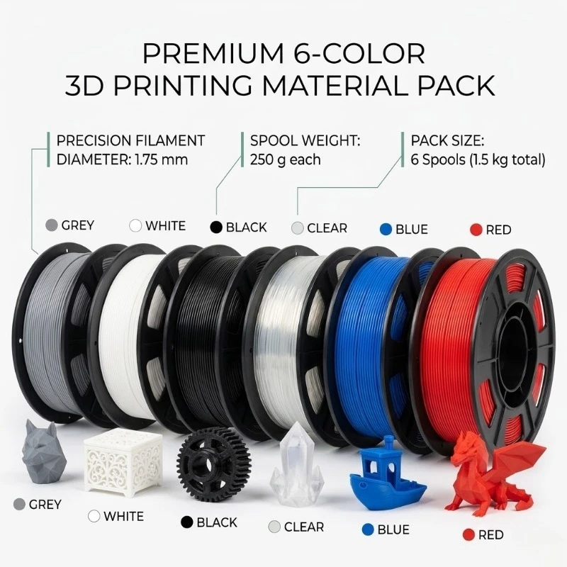 3D Printer Filament Bundle Multicolor 95A TPU 1.75mm -  Blue