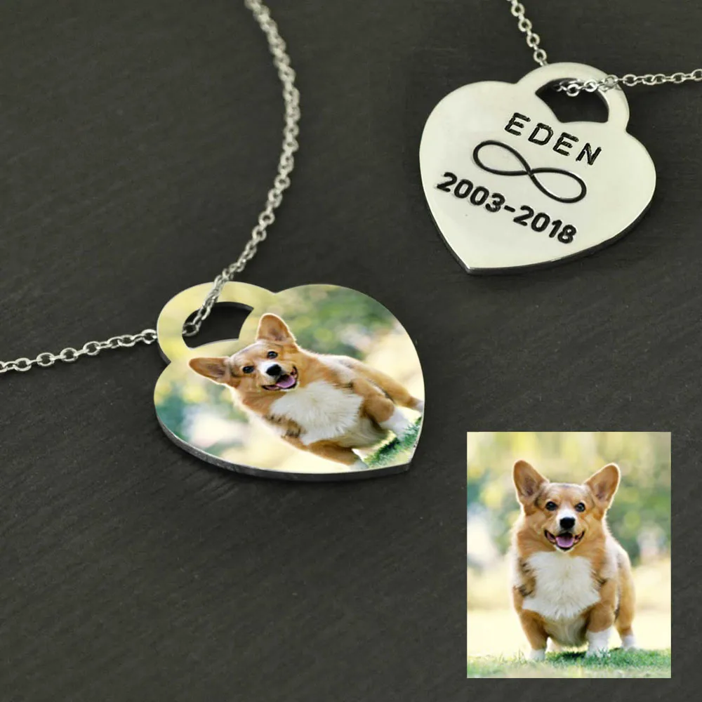 Custom Photo Necklace Personalized Pet Photo Necklace Customized Dog Portrait Keepsake Memorial Jewelry Pet Lover Gift for Her