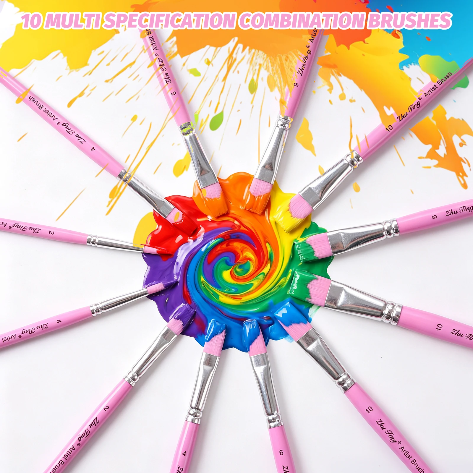 10Pcs Professional Painting Brush Set Watercolor Oil Body Paint Brushes for Artistic Makeup Design Facial and Body Art Brushes
