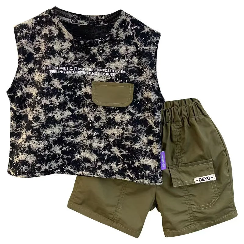 Neue Boutique Sommer Baby Boy Kleidung Tarnung ärmellose Hemd Shorts 2 Stück Kinder 12 3 4 5 6 7 8 Jahre Sport Outfits