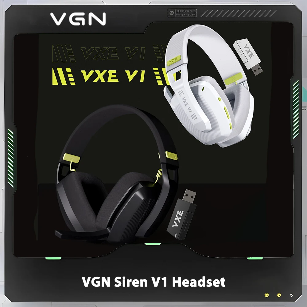 VGN VXE Siren V1 Wireless Headset Two Mode Bluetooth 5.3 2.4G FPS Gaming Headset Earphone Low Latency Light Weight Customize