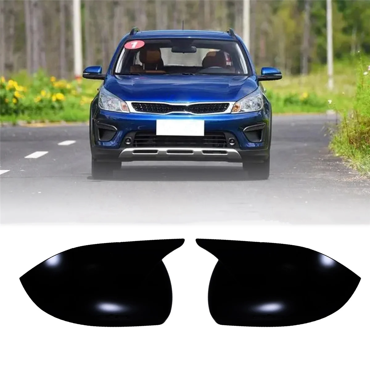 1Pair Car Rearview Mirror Cover for KIA K2 KX Cross 2017-2023 Ox Horn Side Mirror Shell Reverse Caps Trim Glossy Black