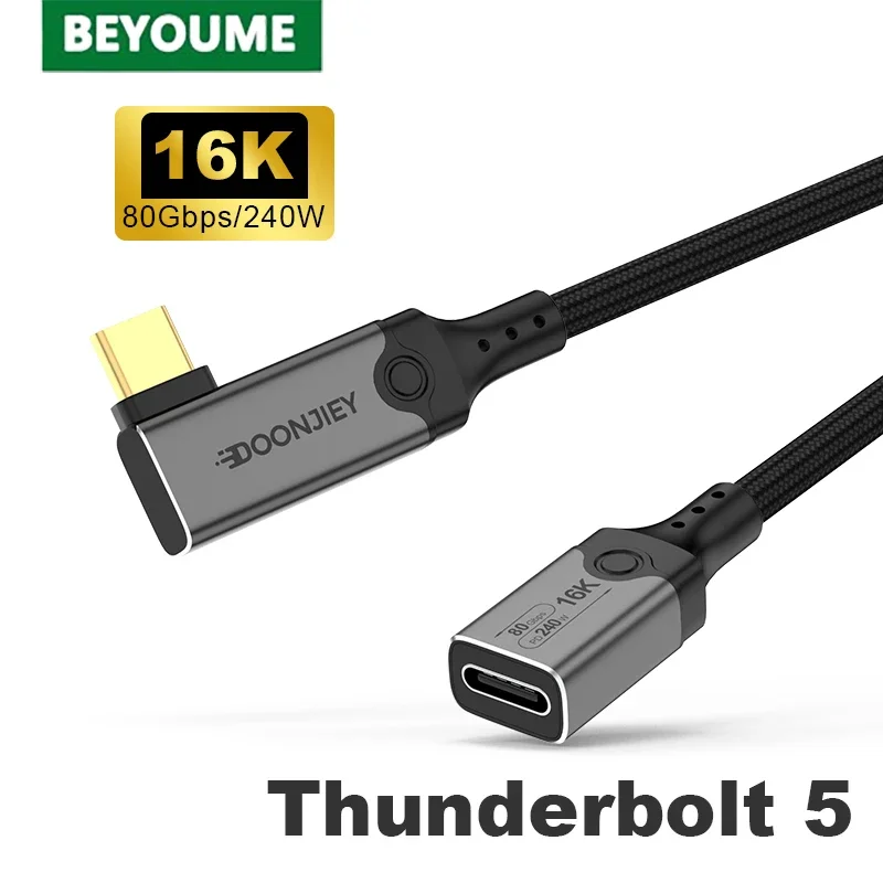 

Thunderbolt 5 USB C Extension Cable 240W Fast Charging Type-C Extender 16K@60Hz 80Gbps Compatible With Thunderbolt 4/3 USB4/3