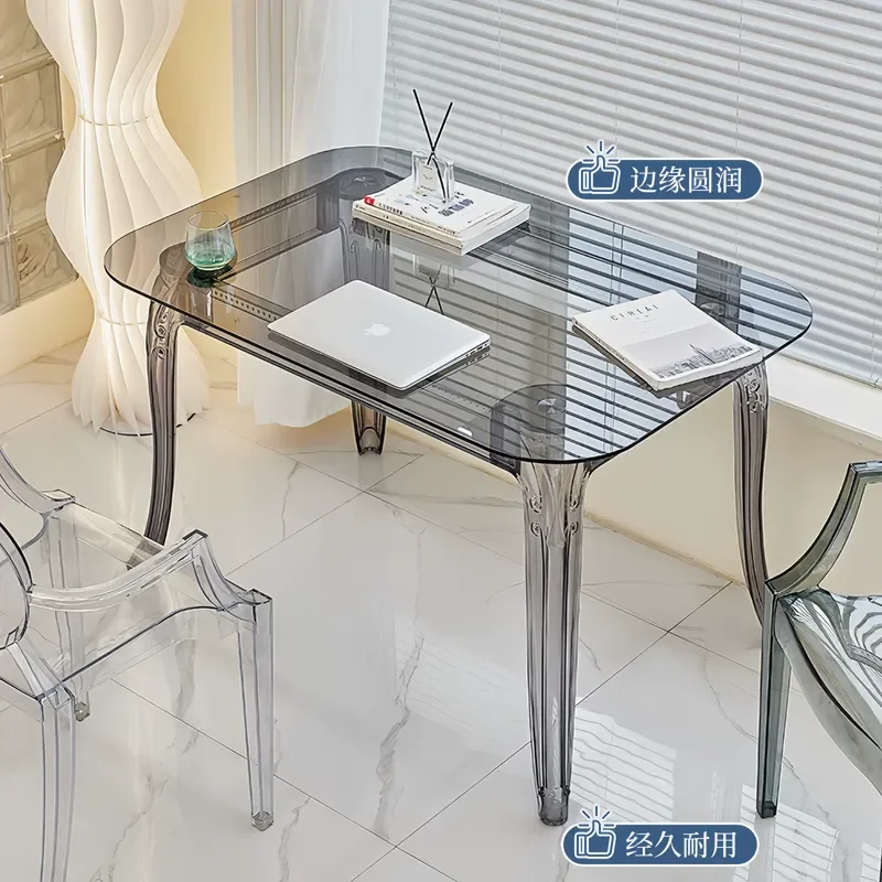 Square Dining Table Set Tempered Glass Acrylic Chairs Nordic Style For Small Apartment Home Kitchen Modern Transparent