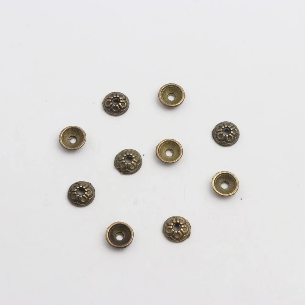 50pcs Three Colors Semicircular Pattern with Holes Metal Spacer Bead Caps for Specially Making Necklace Bracelet DIY Accessories