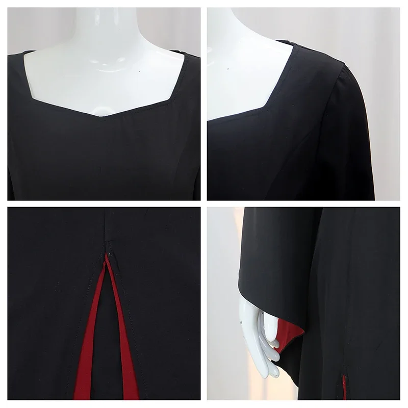 Costume de Cosplay TV mercredi Morticia, Robe noire, ensemble de perruques pour femmes, Robe gothique, jupe Maxi, Vintage, fête de mascarade d'halloween pour adultes