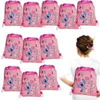 Pink Lilo &Stitch Drawstring Bag Girls Non-woven fabric Gift Receiving Pocket for Kids Backpack Birthday Baby Shower Decorations