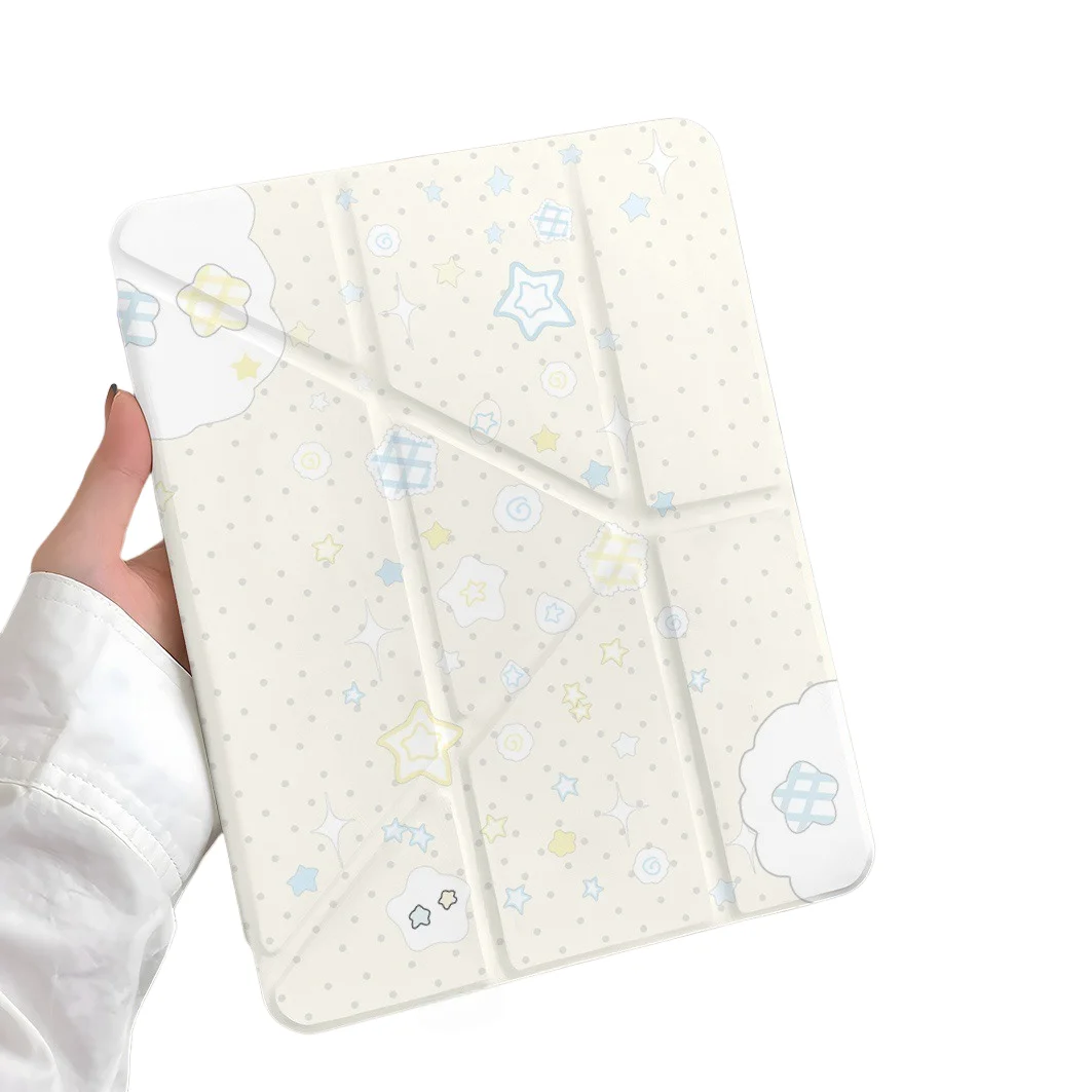 Stars & Dot Pen Slot Tablet Case For Mini7 6 iPad Pro 2024 2022 2021 2020 2019 2018 2017 11 10 9 8 7 6 5 Air7 6 5 4 3 2 1 Cover