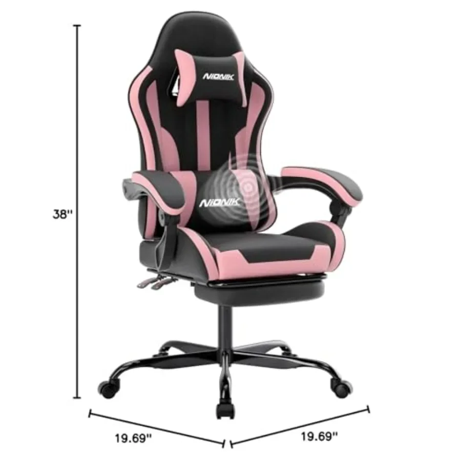 Gaming Chair for Office or Gaming, Ergonomic Computer Chair with Footrest and Lumbar Support, Height Adjustable, 360 Swivel Sea view 2