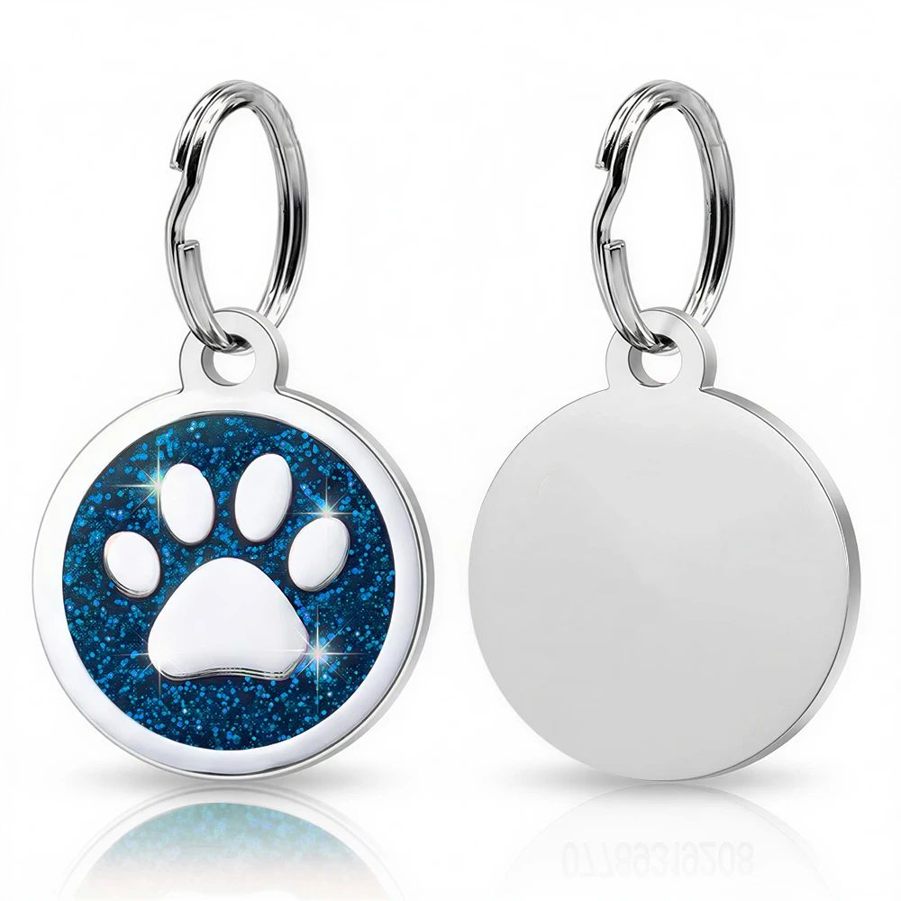 Gratis gepersonaliseerde honden- en kattenplaatjes met gegraveerde puppy- en huisdier-ID-naam, halsbandlabel, metalen poot-glitterhanger, huisdier- en hondenaccessoires