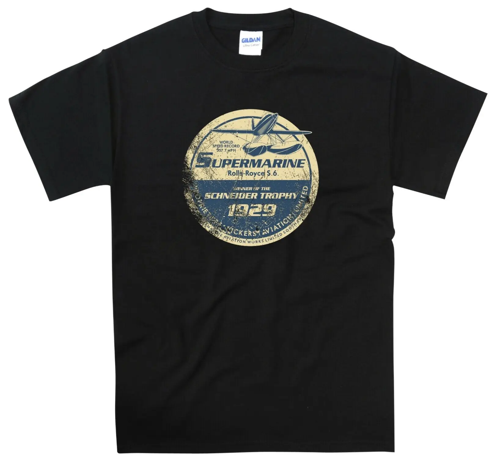 Supermarine Aviation Speed Trials T Shirt Very Retro Vintage Style