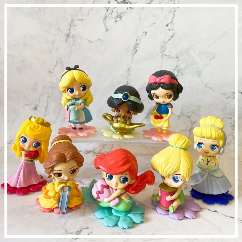 Genuine Disney Princess Series 8.5-12.5cm Snow White  Aurora Ariel Toy Figurines Model Doll Girl Birthday Gift Collection Figure