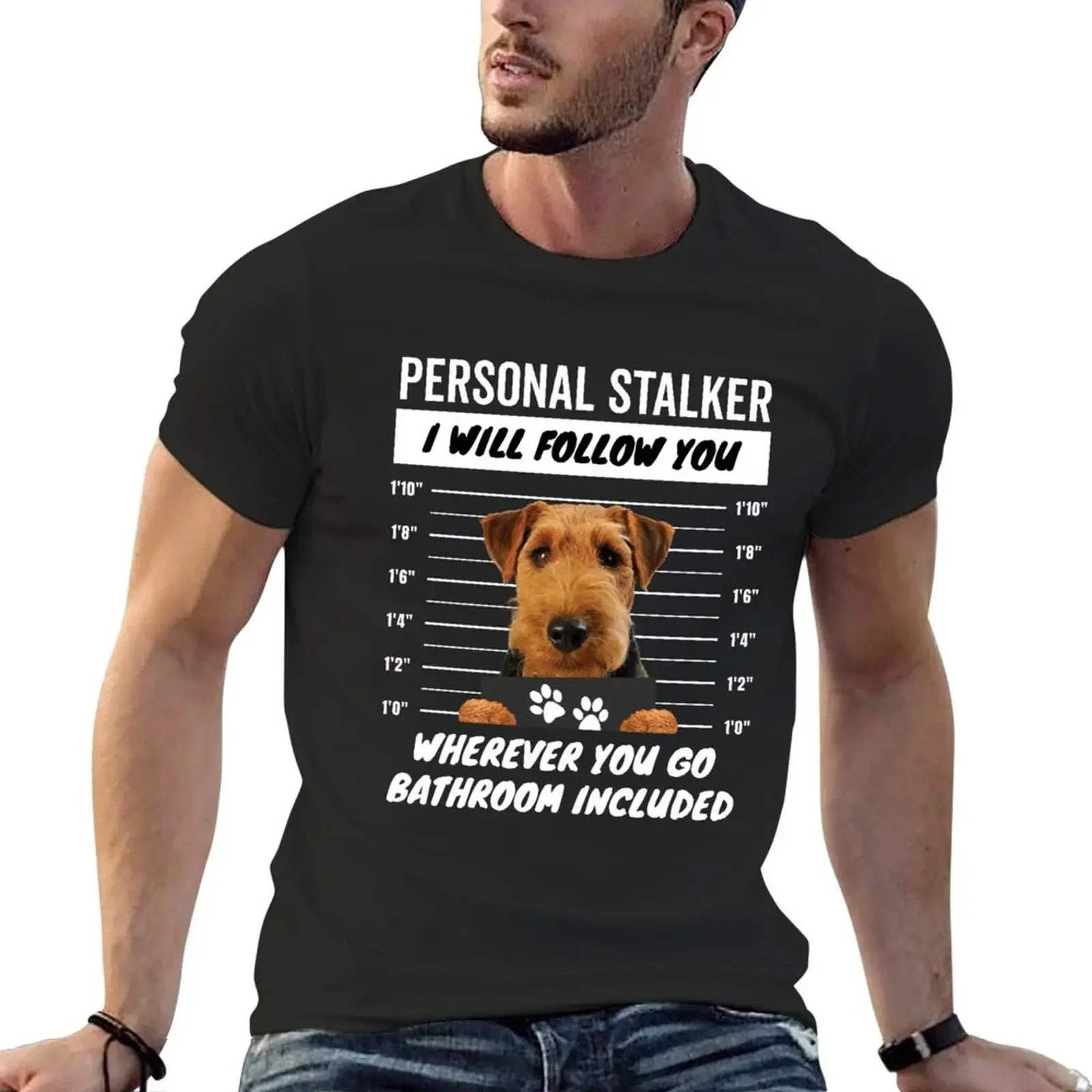 

Personal Stalker Dog – Welsh Terrier T-Shirt summer top Short sleeve tee korean fashion mens clothes