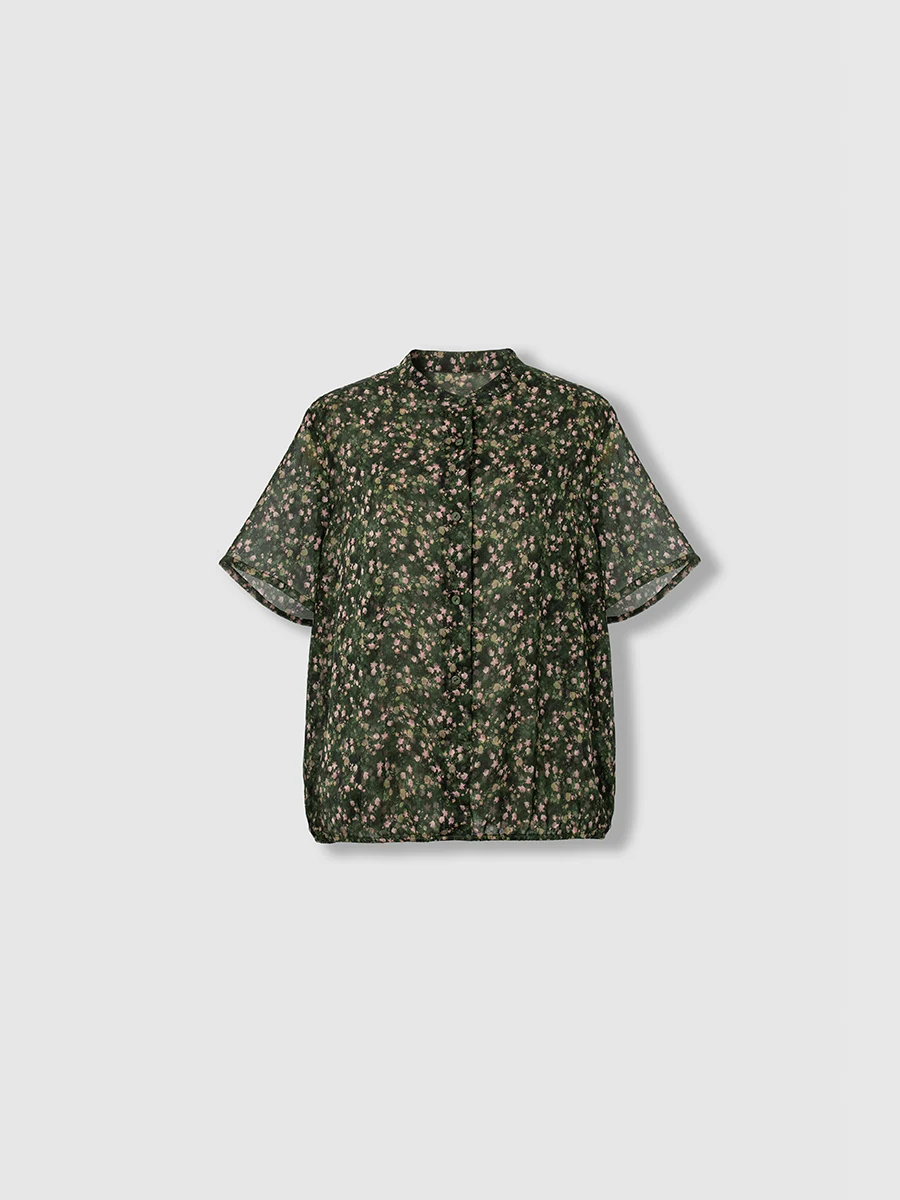 

April 9th plus Size Women's Shirt Cool Comfortable Double Layer Thin Floral Short Sleeve Casual Commute Style V-Neck Breathable