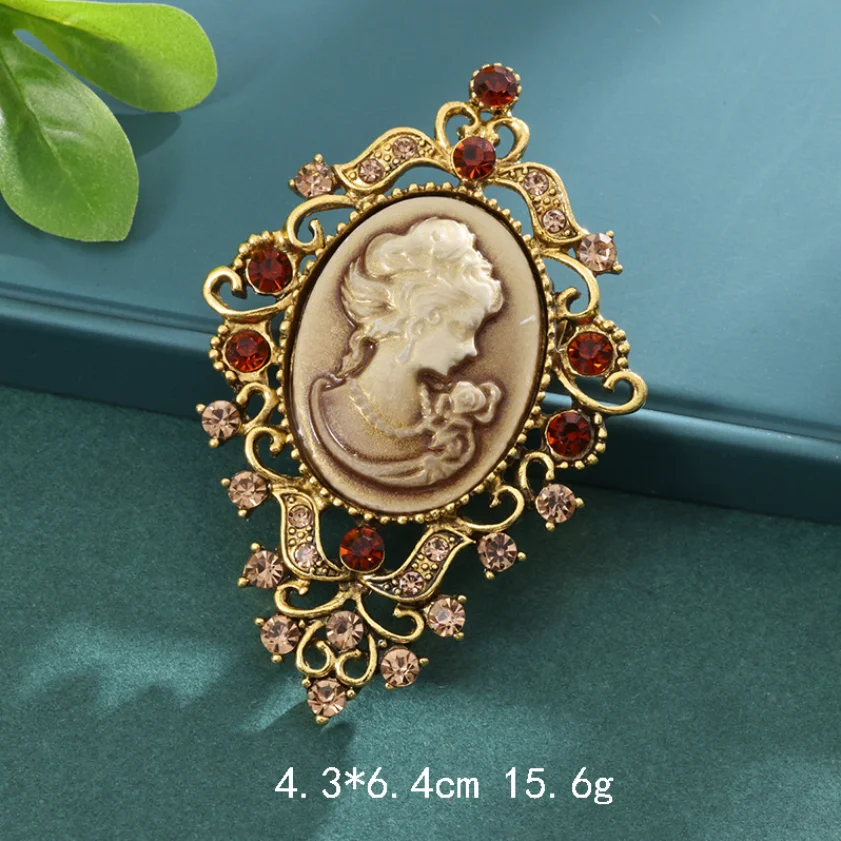 Vintage Victorian Cameo Elegant Queen Head Portrait Brooch For Women Antique Wedding Bridal Bouquet Clothing Jewelry Gifts