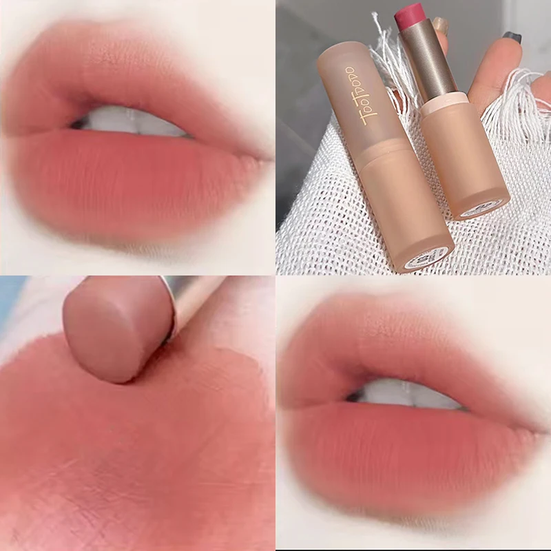 1PC Sexy Matte Lipstick Waterproof Lasting Color Rendering Non-stick Cup Velvet Lip Glaze Natural Not Fading Beauty Lip Cosmetic