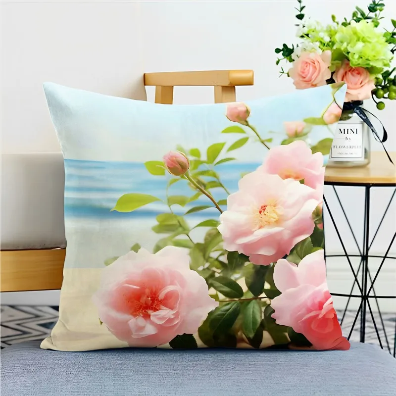 Small Fresh Seaside Flower Pillowcase Dormitory Decoration Office Living Room Home Pillowcase