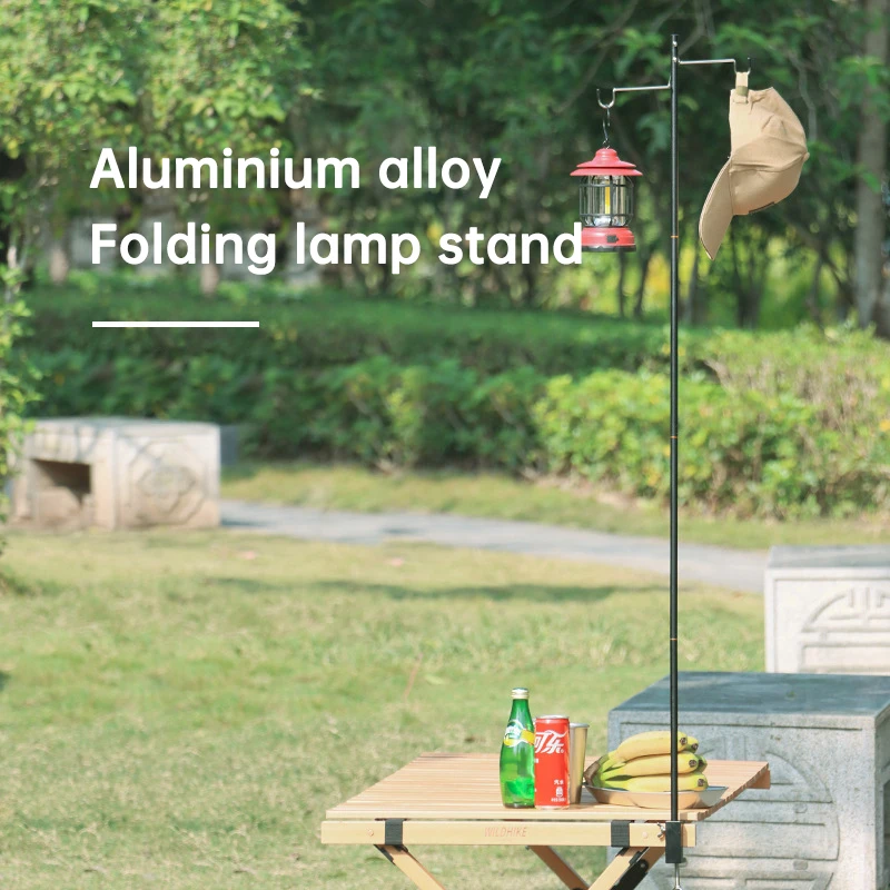 Camping Hiking Aluminum Alloy Foldable Lamp Post Pole Portable Outdoor Fishing Hanging Light Fixing Stand Holder Lantern Stand