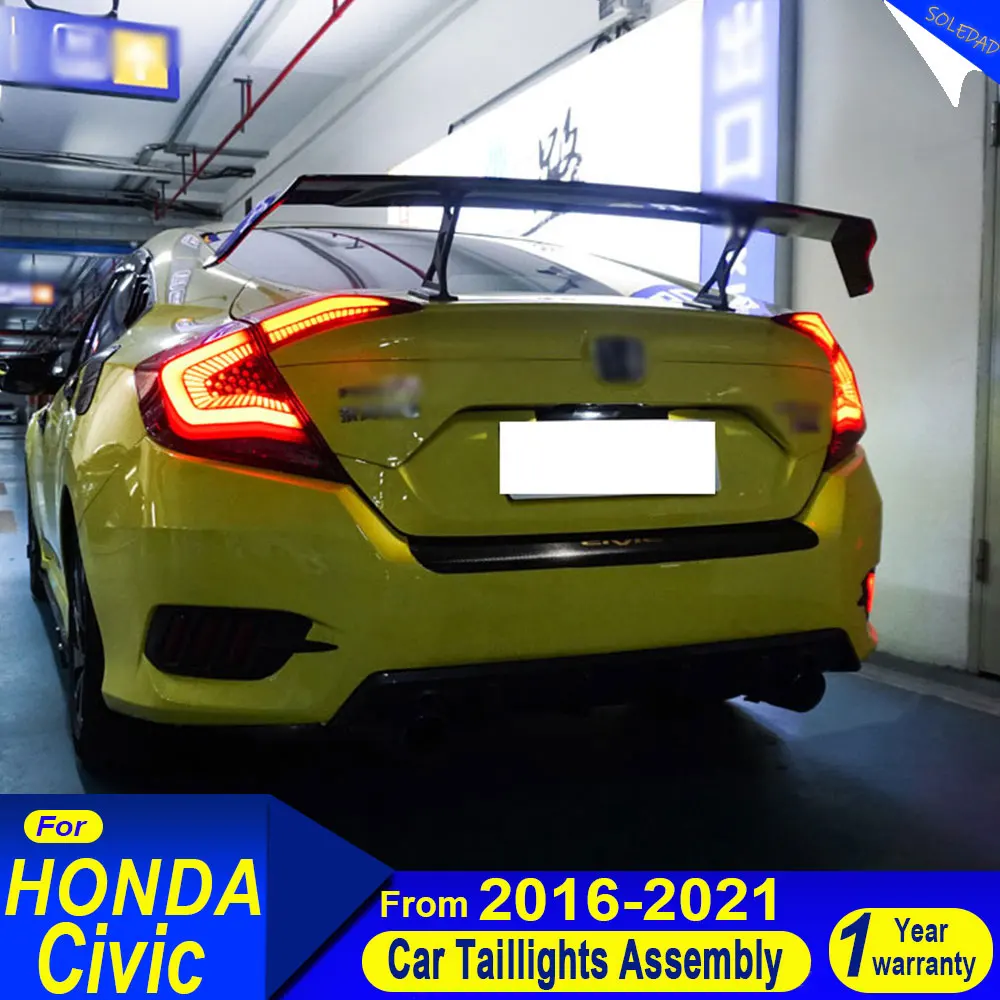 

A pair Tail Lights Assembly For Honda Civic 10th Gen 2016-2021 Car LED Lights Rear Tail Lamps Turn Signal DRL Dynamic Light