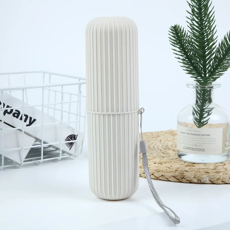 Vertical Stripe Travel Essential Toothbrush Cup Portable Couple Toothbrush Toothpaste Storage Box Simple Mouthwash Cup