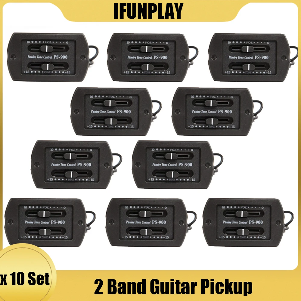 10Pcs PS-900 2 Band EQ Preamp Guitar Pickup Passive Volume Tone Control Piezo Pickups Equalizer for Acoustic Guitarra Wholesale