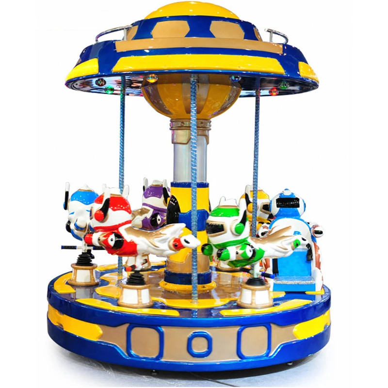 Mini carrusel de 6 plazas de gran oferta, venta al por mayor de fábrica, paseos para niños que funcionan con monedas para parques de atracciones